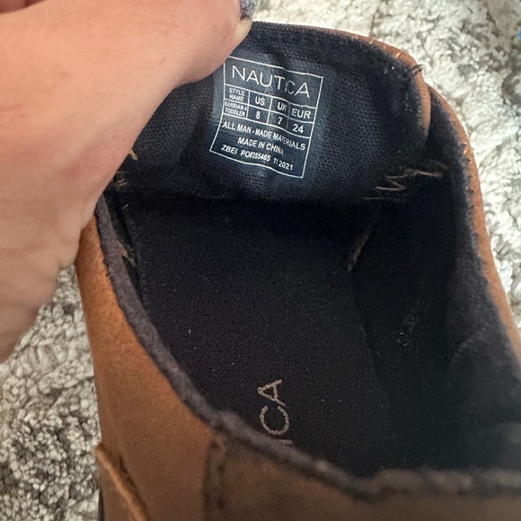 Nautica Toddler Berrian Dress Sneaker- Size 8 Toddler-Tan Navy White HK/LP EUC - Picture 6 of 7